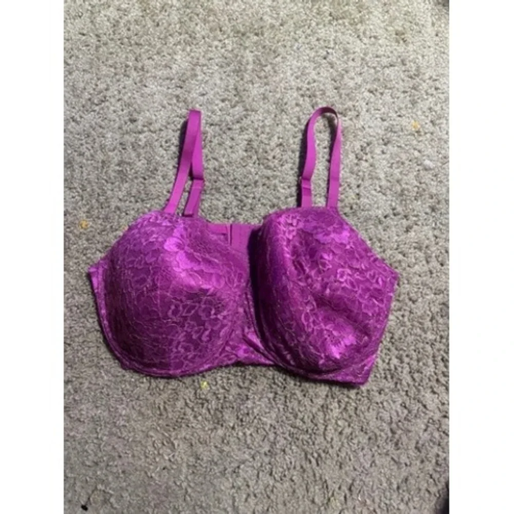 Honeydew Intimates Magenta Purple Floral Lace‎ Underwire Bra 42D Full Coverage